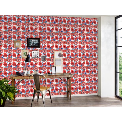 DIMEX ART Луксозна флизелинова тапета червени макове акварел