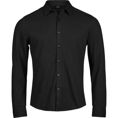 TeeJays Luxury Stretch pánská piqué košile dlouhý rukáv TJ 1416 černá