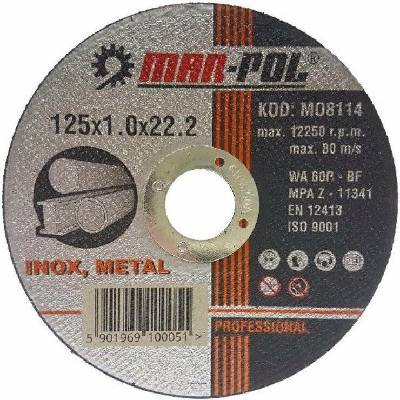Kotouč řezný na ocel, nerez, 125x1,0x22,2mm MAR-POL M08114