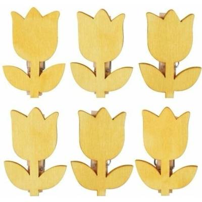 Tulipány dřevěné na kolíčku 4 cm, 6 ks v sáčku