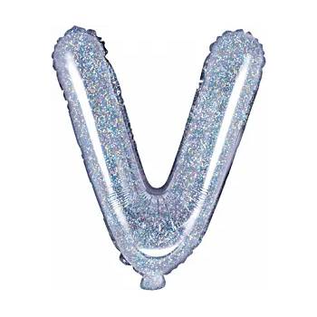 Image 1 of PartyDeco Балон от фолио Mini - Буква V 35см холографичен