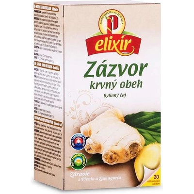 Agrokarpaty elixír Zázvor na krvný obeh bylinný čaj čistý prírodný produkt hygienický balený 20 x 1,5 g