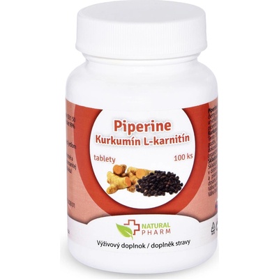 Natural Pharm Piperine + Kurkumín + L-karnitín 100 tabliet