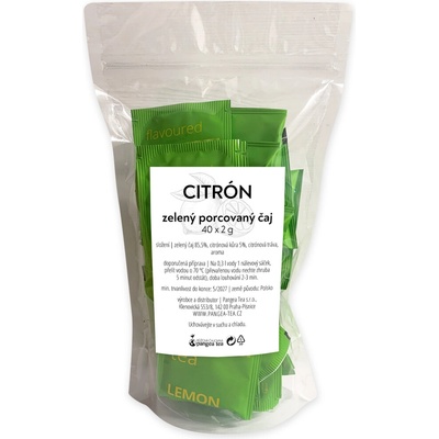 Růžová čajovna Pangea Tea Lemon Citrón zelený porcovaný čaj nálevové sáčky 40 ks