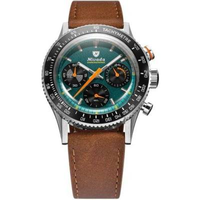 Nivada Grenchen Chronoking Meca Racing Green - Inter. Bezel - Brown Leather