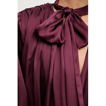 Rotate Копринена рокля Rotate в бордо къса със стандартна кройка 1146532734 (1146532734)