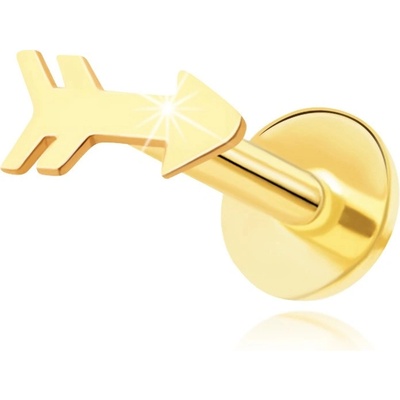 Šperky eshop zlatý 14karátový labret na ret a bradu hladká silueta šípu S3GG252.26