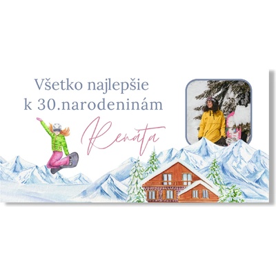 Personal Narodeninový banner s fotkou - Snowboard Rozmer banner: 130 x 65 cm