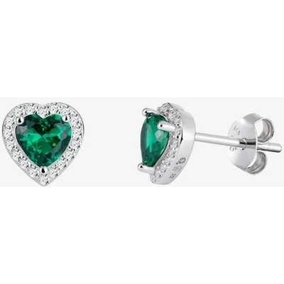 Preciosa stříbrný Velvet Heart srdce s kubickou zirkonií Preciosa esmerald 5371 66