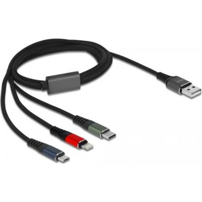 Delock 87277 USB 2.0 USB-A zástrčka USB Micro-B zástrčka Apple Lightning konektor USB-C® 1m zelený