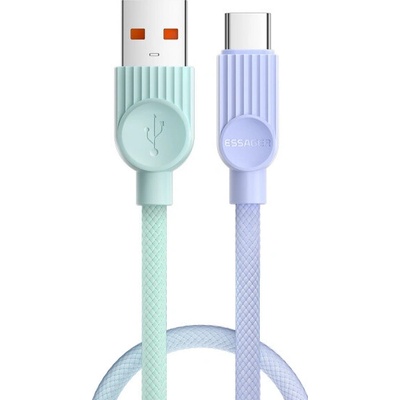 Essager ES-X73 opletaný nabíjací a dátový USB-A na USB-C 25 cm mentolovofialový