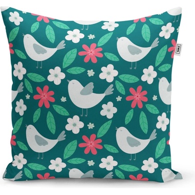 Sablio Vankúš Červené kvietie s vtáčikmi 50x50