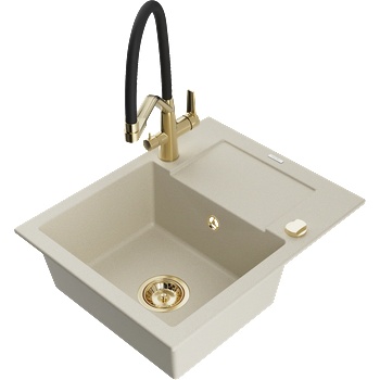 Mexen Enzo гранитна мивка с 1 камера с източник и кухненски смесител Duo, (6506-69-671701-57-G)