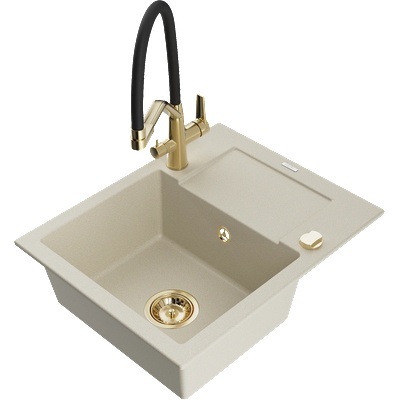 Mexen Enzo гранитна мивка с 1 камера с източник и кухненски смесител Duo, (6506-69-671701-57-G)