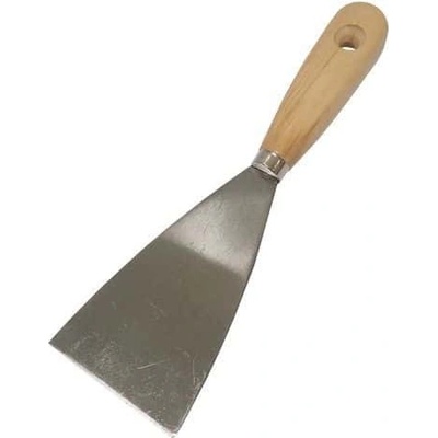 TOPTRADE špachtľa oceľová, s drevenou rukoväťou a naklepaným nitom, 100 mm, hobby