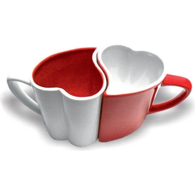sada dvou červených keramických hrnků Love ve tvaru srdce – Zboží Mobilmania