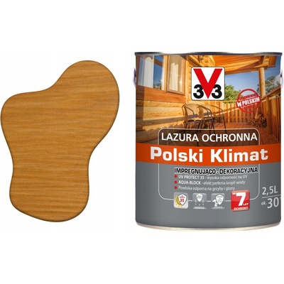 Lazura V33 Polský Klimat 7 let 2,5 L impregnační Borovice satyna