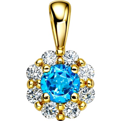 Zlaton Přívěsek žluté zlato květina s topazem s diamanty N21102501211