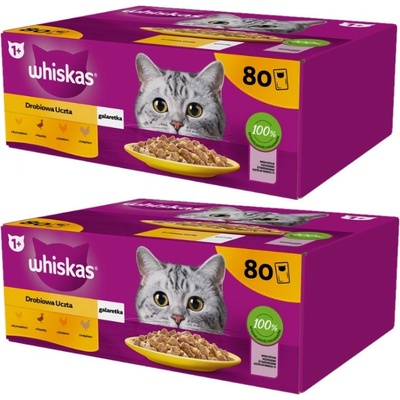 Whiskas Adult kúsky kuracím kačacím hydinovým morčacím mäsom v želé 160 x 85 g