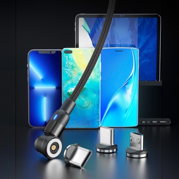 Platinium Magnetický nabíjací a dátový otočný 1 m čierny NYL563