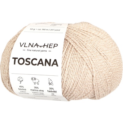 Vlna-hep Příze Toscana - jemná přírodní příze - bavlna, merino vlna, hedvábí Toscana: 142910 Brush