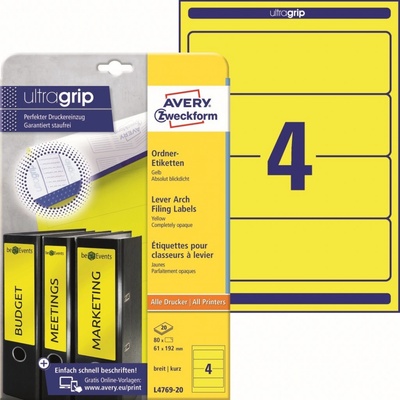 Avery Zweckform 20 listů, A4, žluté L4769-20