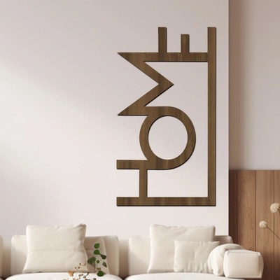 dřevo života Dřevěný nápis na zeď HOME Rozměry (cm): 52x95, Zvolte barvu dekoru: Ořech