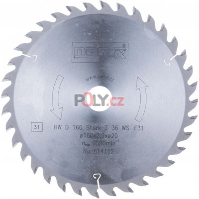NAREX 00614112 kotouč pilový HW 160x2,5x20 36WZ Shark