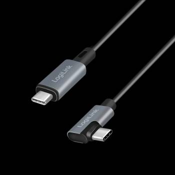 LogiLink USB 2.0 Type-C кабел USB-C/M 90 градуса - USB-C/M, E-signal, PD, черен, 2 м