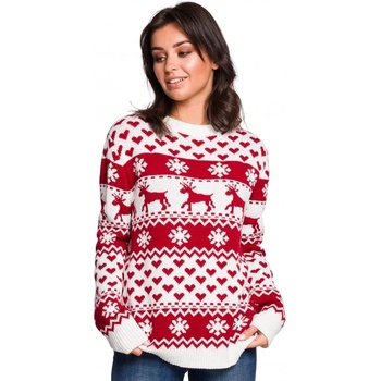 Image 1 of MOE Дамски пуловер с коледни мотиви BK039 Model 2 BK039-2-SALE - Червен, размер L/XL