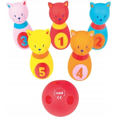 LUDI baby bowling kočičky set 5 soft kuželek s koulí