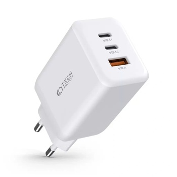 Tech-Protect PD65W / QC3.0 Hálózati Töltő adapter 1*USB-A, 2*USB-C fehér 934517 (128310) (128310)