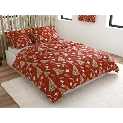 Textilomanie Obliečky z mikrovlákna GOLD CHRISTMAS červené 70x90 140x200