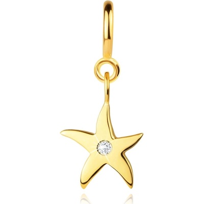 Šperky Eshop Přívěsek na náramek ze zlata mořská hvězdice s čirým zirkonem, pérový kroužek S3GG250.40