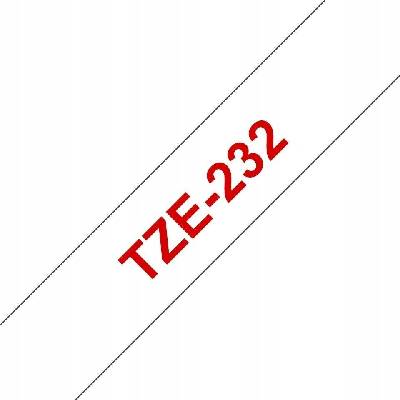 Brother TZE-232, červený tisk bílý podklad 8 m x 12 mm