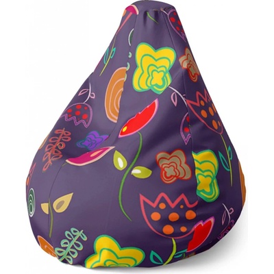 Sablio Sedací vak Pear Nakreslené květiny Sablio 70 x 95 x 15 cm