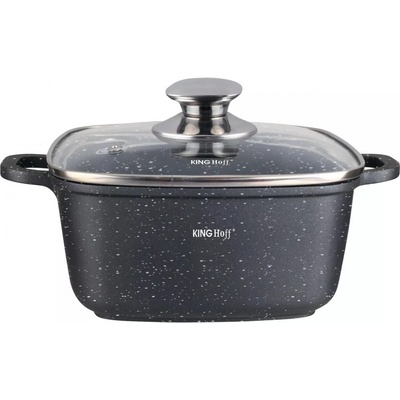 Kinghoff Тенджера за фурна и котлон Kinghoff KH 1601, 20x20 см, 2.8 л, Мраморно покритие, Индукция, Черен