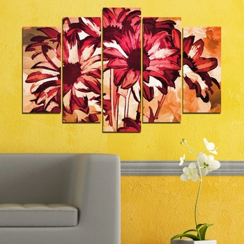 Vivid Home Декоративни панели Vivid Home от 5 части, Цветя, PVC, 160x100 см, Стандартна форма №0472