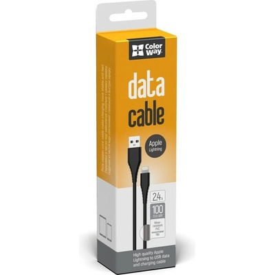 ColorWay CW-CBUL024-BK USB Apple Lightning (PVC), 2,4A, 1m, černý