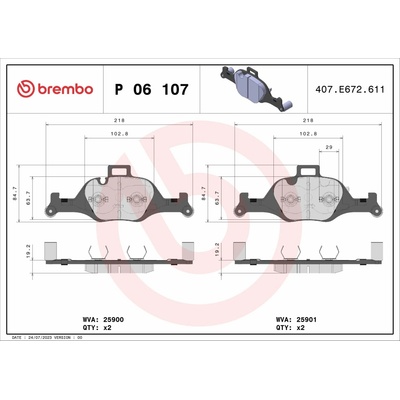 BREMBO Súprava brzdových doštičiek P 06 107