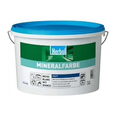 HERBOL Fasádní vápená barva Mineralfarbe 12,5L - Bílá