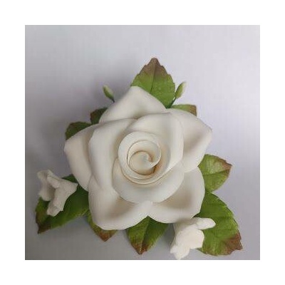 Cukrová ruža 7 × 7 cm – biela - I LOVE CAKES - I LOVE CAKES