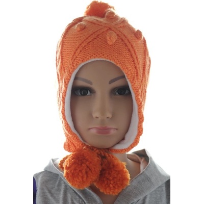 Detská čiapka s 2 brmbolcami Oranžová