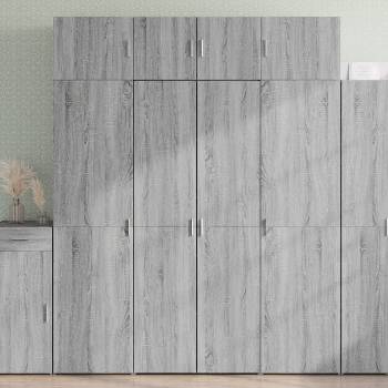 vidaXL Висок шкаф, сив сонома, 80x42, 5x185 см, инженерно дърво (3281439)