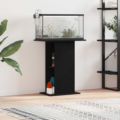 vidaXL Поставка за аквариум черно и дъб 60, 5x36x72, 5см инженерно дърво (862157)