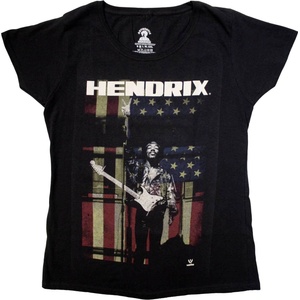 Jimi Hendrix Peace Flag Black S Дамски Риза (JHXTS12LB01)
