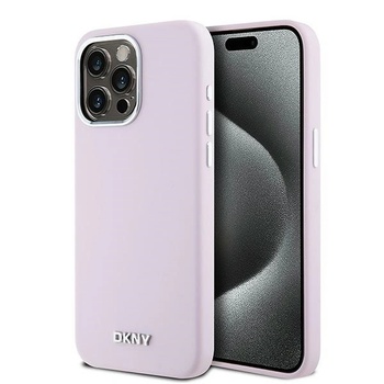 DKNY Liquid Silicone Small Metal Logo MagSafe калъф, съвместим с iPhone 14 Pro Max Pink (DKHMP14XSMCHLP) (DKHMP14XSMCHLP)