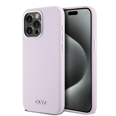 DKNY Liquid Silicone Small Metal Logo MagSafe калъф, съвместим с iPhone 14 Pro Max Pink (DKHMP14XSMCHLP) (DKHMP14XSMCHLP)
