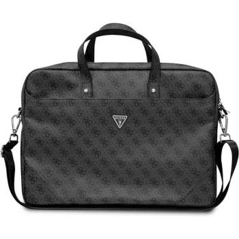 GUESS 4G PU Triangle Logo Laptop Bag 16 - луксозна дизайнерска чанта с дръжки и презрамка за преносими компютри до 16 инча (черен)