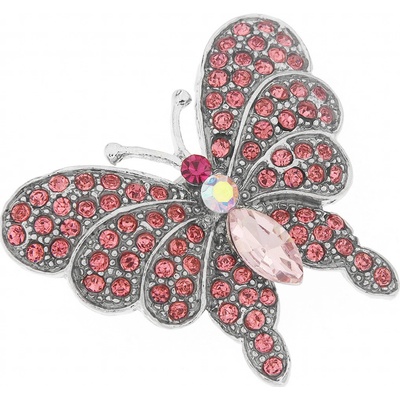 Biju brož motýl s broušenými kamínky růžová 9001687
